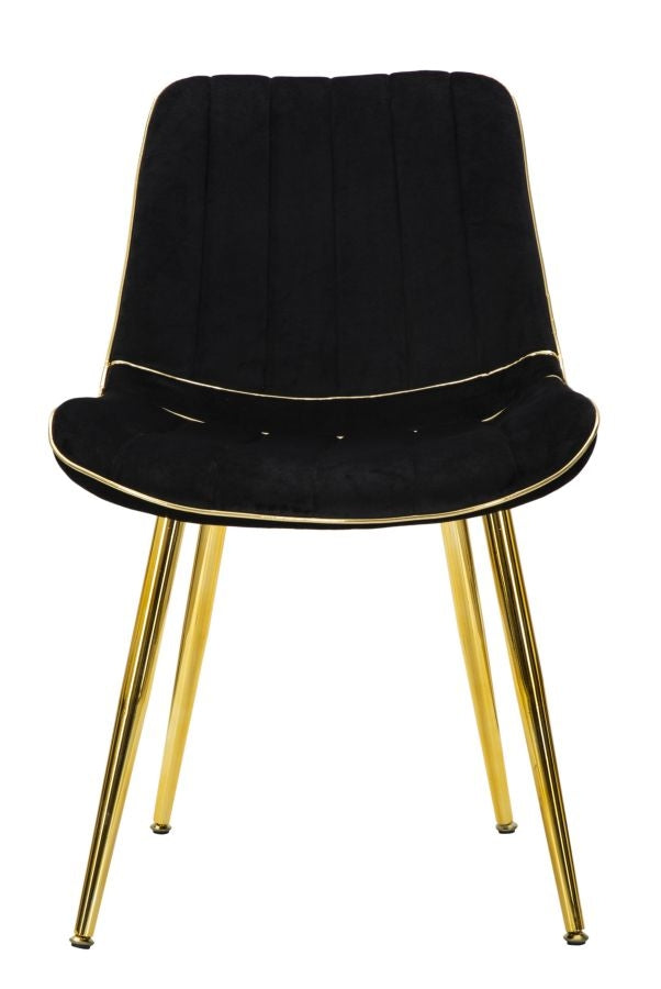Set 2 scaune tapitate cu stofa si picioare metalice, Paris Velvet Negru / Auriu, l51xA59xH79 cm (3)