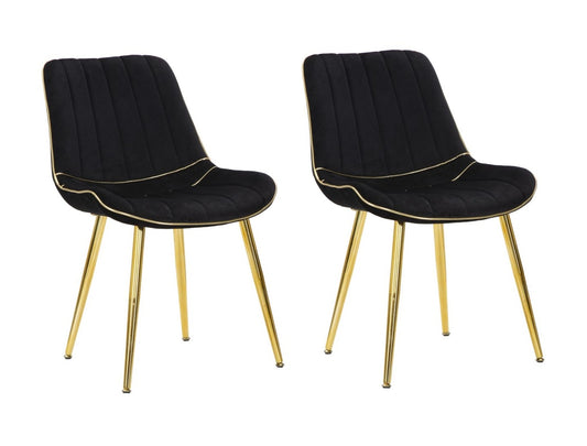 Buy Set of 2 upholstered chairs with fabric and metal legs, Paris Velvet Black / Gold, L51xW59xH79 cm online, best price, free delivery