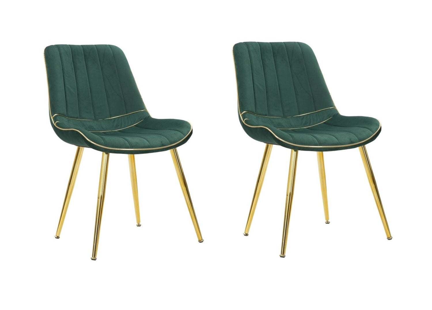Buy Set of 2 chairs upholstered with fabric and metal legs Paris Velvet Green / Gold, l51xW59xH79 cm online, best price, free delivery