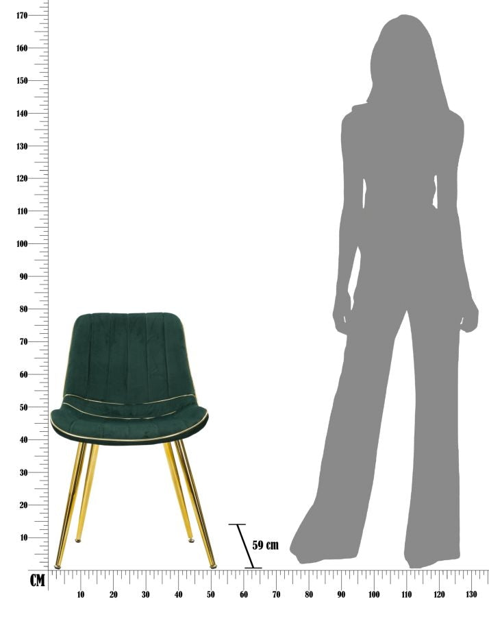 Set 2 scaune tapitate cu stofa si picioare metalice Paris Velvet Verde / Auriu, l51xA59xH79 cm (9)