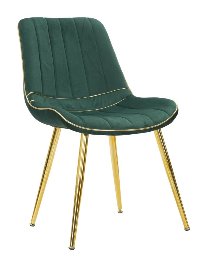 Set 2 scaune tapitate cu stofa si picioare metalice Paris Velvet Verde / Auriu, l51xA59xH79 cm (2)