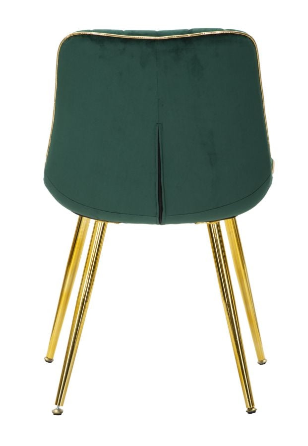Set 2 scaune tapitate cu stofa si picioare metalice Paris Velvet Verde / Auriu, l51xA59xH79 cm (4)
