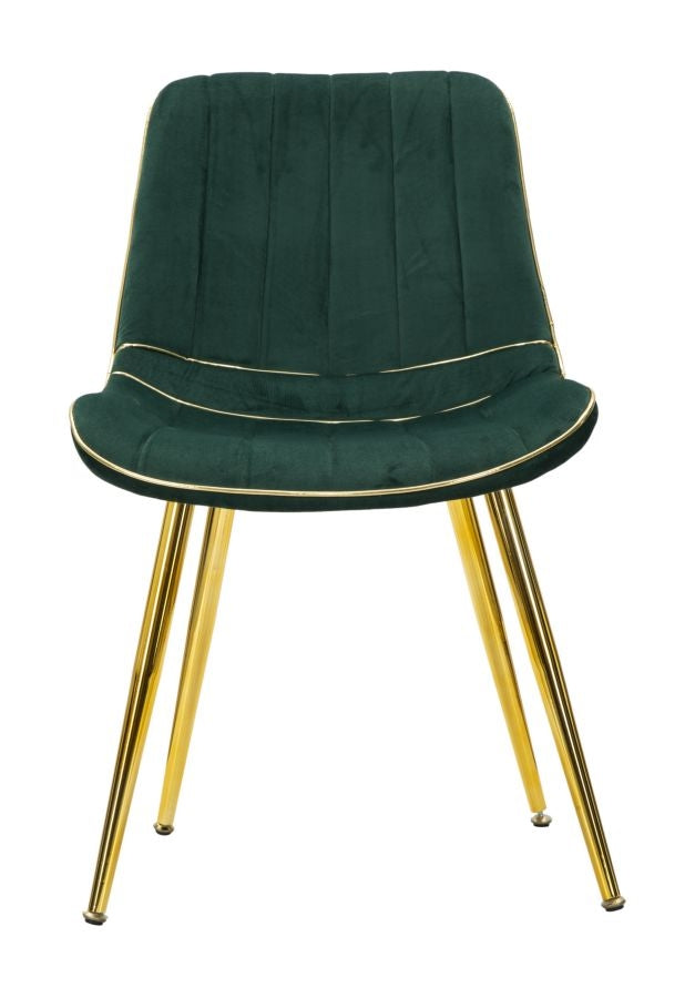 Set 2 scaune tapitate cu stofa si picioare metalice Paris Velvet Verde / Auriu, l51xA59xH79 cm (3)
