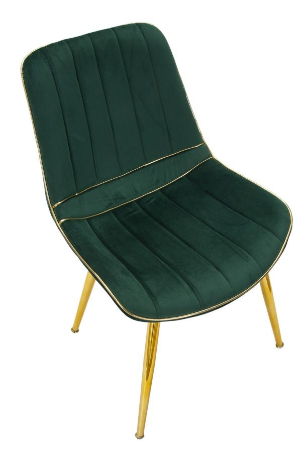 Set 2 scaune tapitate cu stofa si picioare metalice Paris Velvet Verde / Auriu, l51xA59xH79 cm (6)