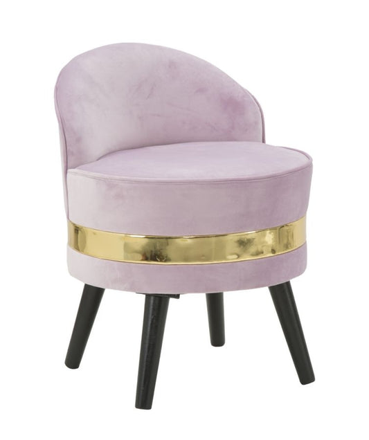 Buy Stool with backrest upholstered in fabric, with Paris Rose wooden legs, Ø45xH62 cm online, best price, free delivery