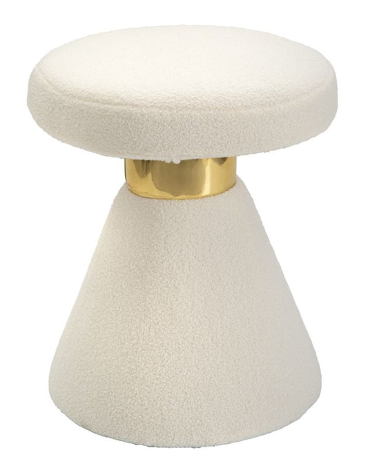 Buy Stool upholstered with boucle fabric, Iceland Small Cream / Gold, Ø42xH51 cm online, best price, free delivery