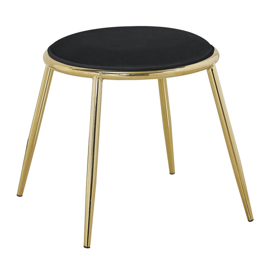 Buy Stool upholstered with fabric, with metal legs Emily Black / Gold, Ø45xH45 cm online, best price, free delivery