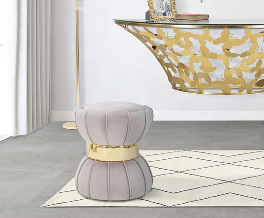 Buy Stool upholstered with Flower Velvet Gray / Gold fabric, Ø40xH44 cm online, best price, free delivery