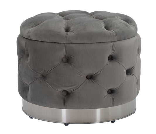 Buy Stool upholstered with fabric and storage space Rich Velvet Gray, Ø55xH42 cm online, best price, free delivery