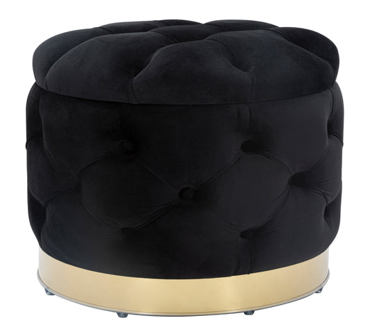 Buy Stool upholstered with fabric and storage space Rich Velvet Black, Ø55xH42 cm online, best price, free delivery