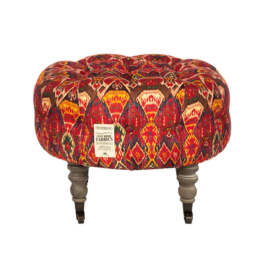 FEZ TUFTED STOOL - Uzbek Ikat Linen_Furniture_Mindthegap