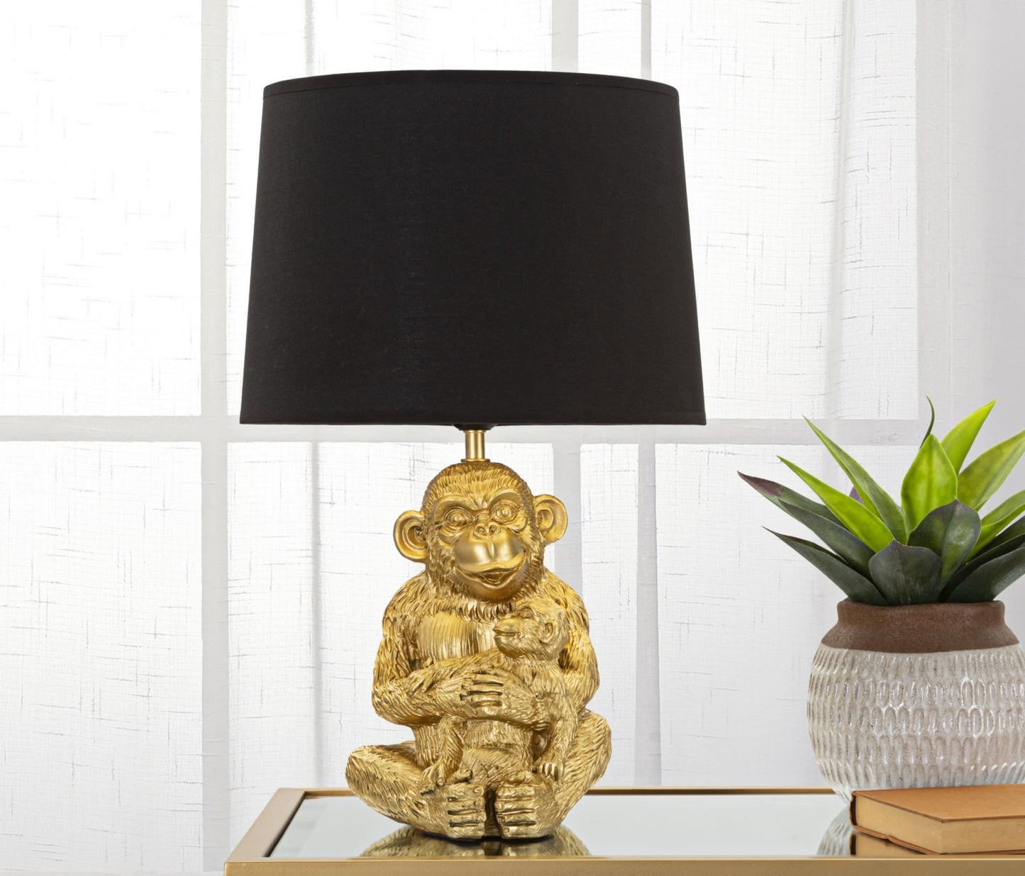 Buy Monkey Mum lamp Black / Gold, Ø30xH49 cm online, best price, free delivery