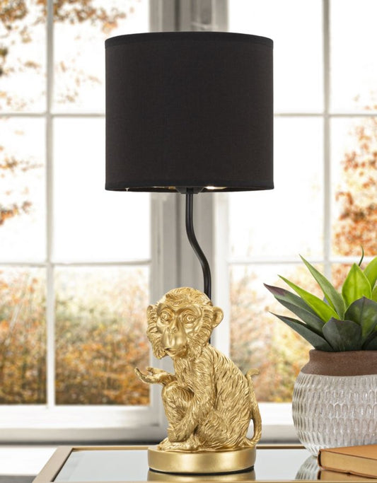 Buy Sitting Monkey Black / Gold lampshade, Ø20xH51.5 cm online, best price, free delivery