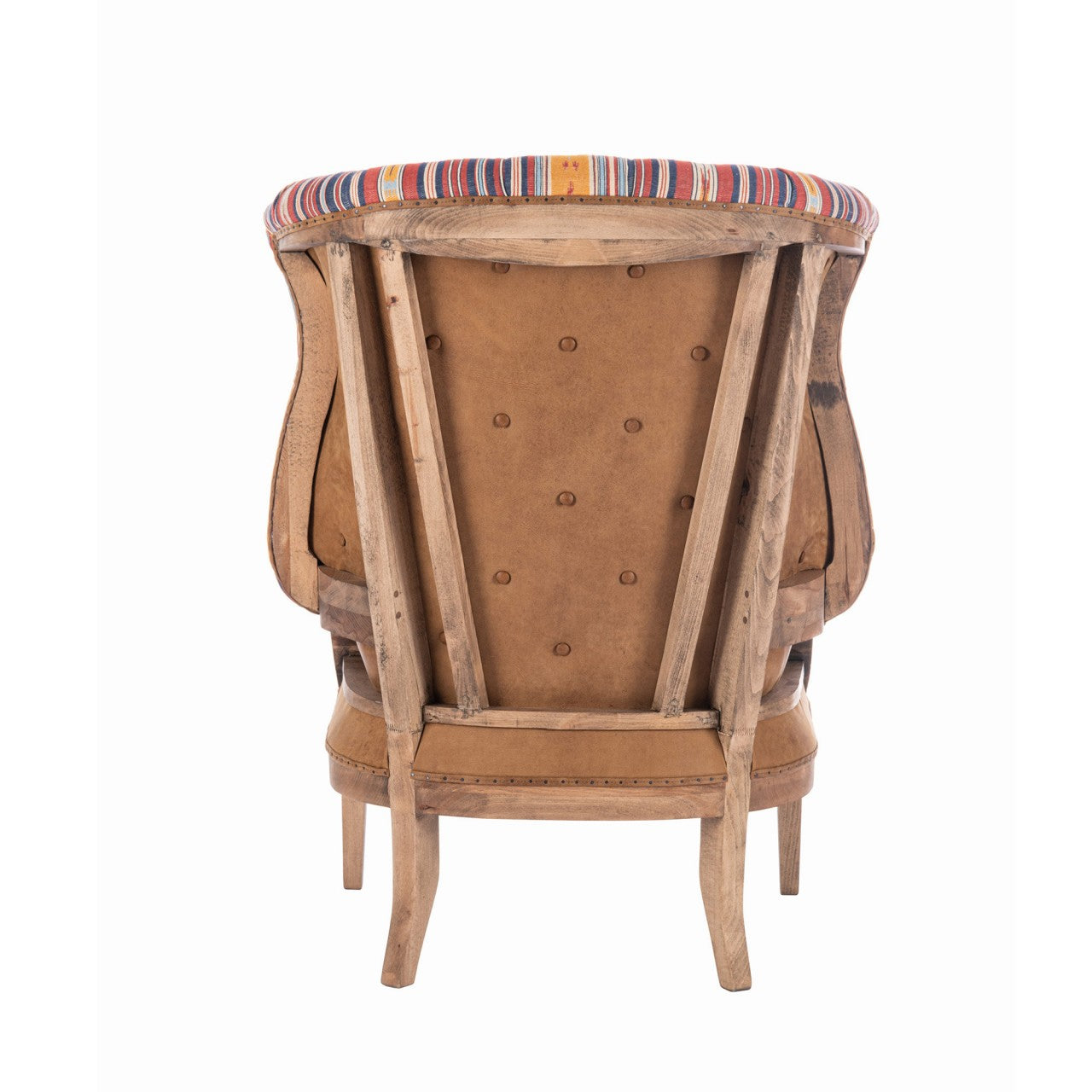 WILLIAM DECONSTRUCTED WING CHAIR (Leather seat cushion) - NEYSHABOUR Woven Fabric_Furniture_Mindthegap
